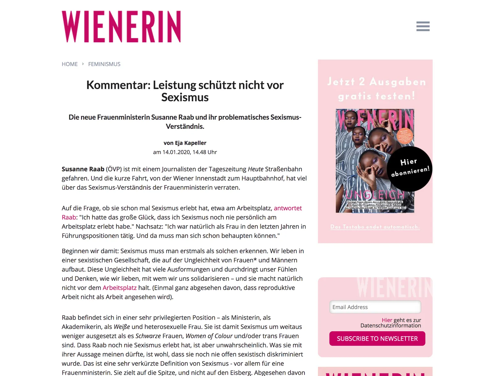 Leistung schützt nicht vor Sexismus